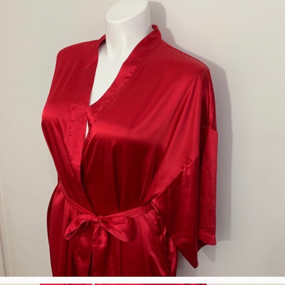 Red satin robe by Victoria’s Secret. One size OS